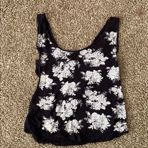 size small flowery tank top with side cut outs